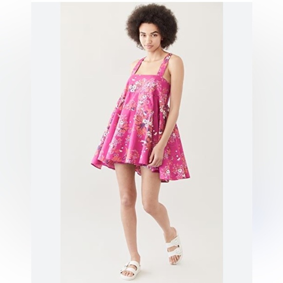 Free People Let The Sunshine In Printed pink Floral Strap Flare Dress sz XS - Picture 3 of 12